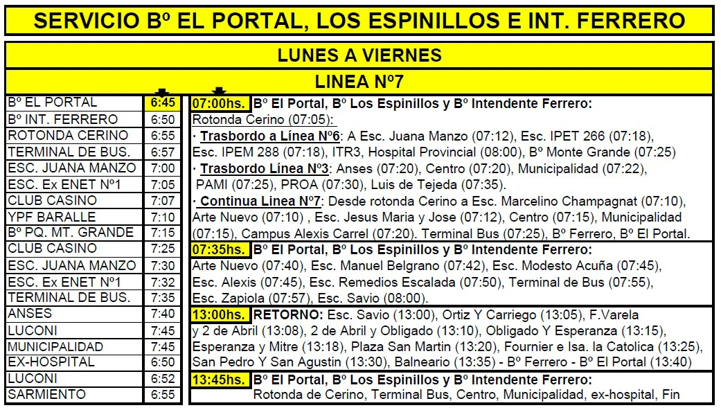 HORARIOS RIO BUS EL PORTAL