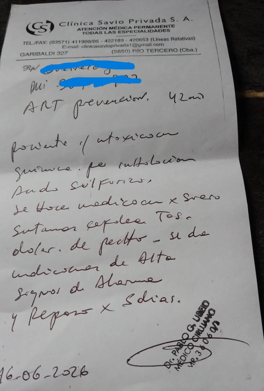 PARTE MÉDICO DEL EMPLEADO AFECTADO